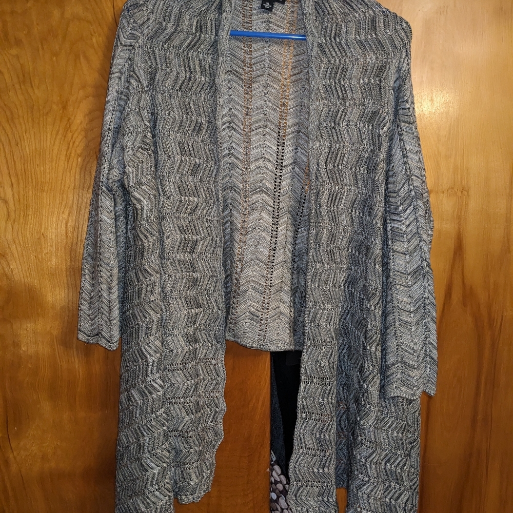 Women's Ana Cardigan Draped Sweater Gray Silver XL